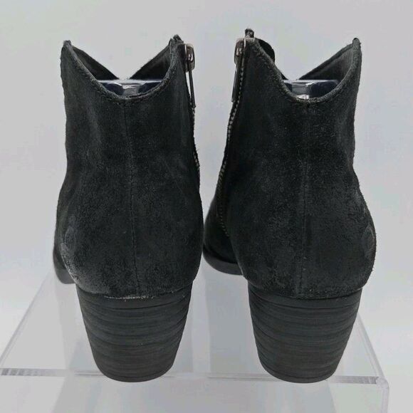 Born Womens Michel Boot Sz 8.5 Black Suede Distressed Western Bootie Block Heel - Picture 7 of 9